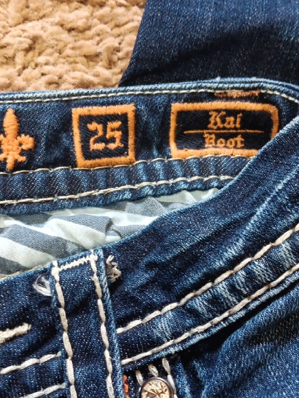 Rock Revival Women's Dark Blue Bootcut Jeans with Contrasting Stitch - Picture 5 of 5